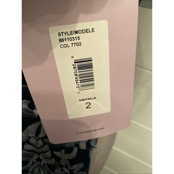 JS Collections Blue Metallic Illusion Yoke Scroll Embroidered Gown NWOT Size 2 - Picture 11 of 13